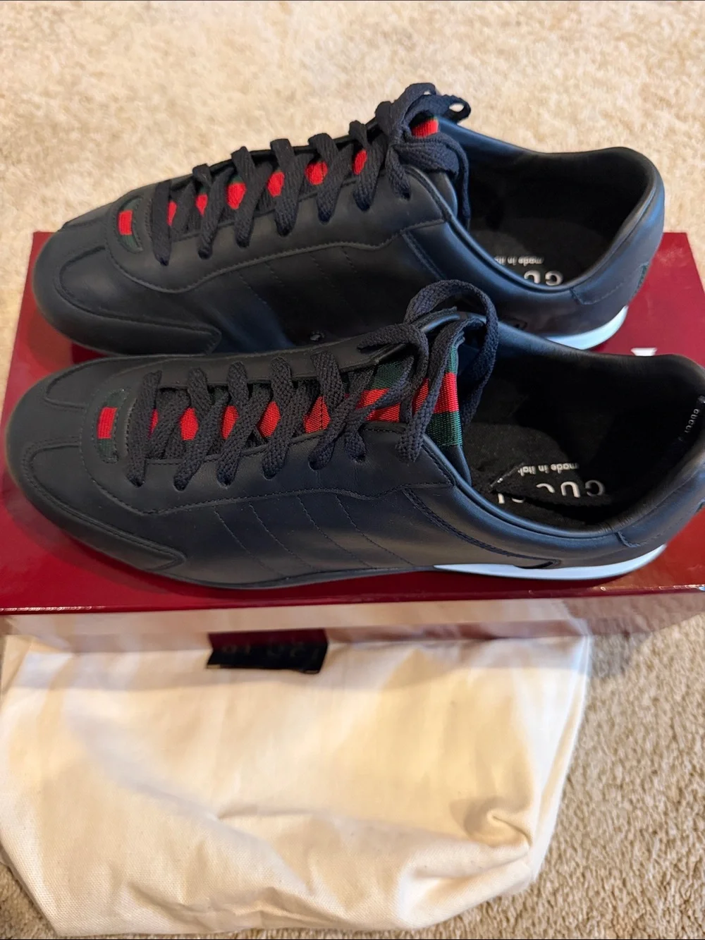 🔥Gucci Men's Black Shift Leather Low-Top Sneakers🔥